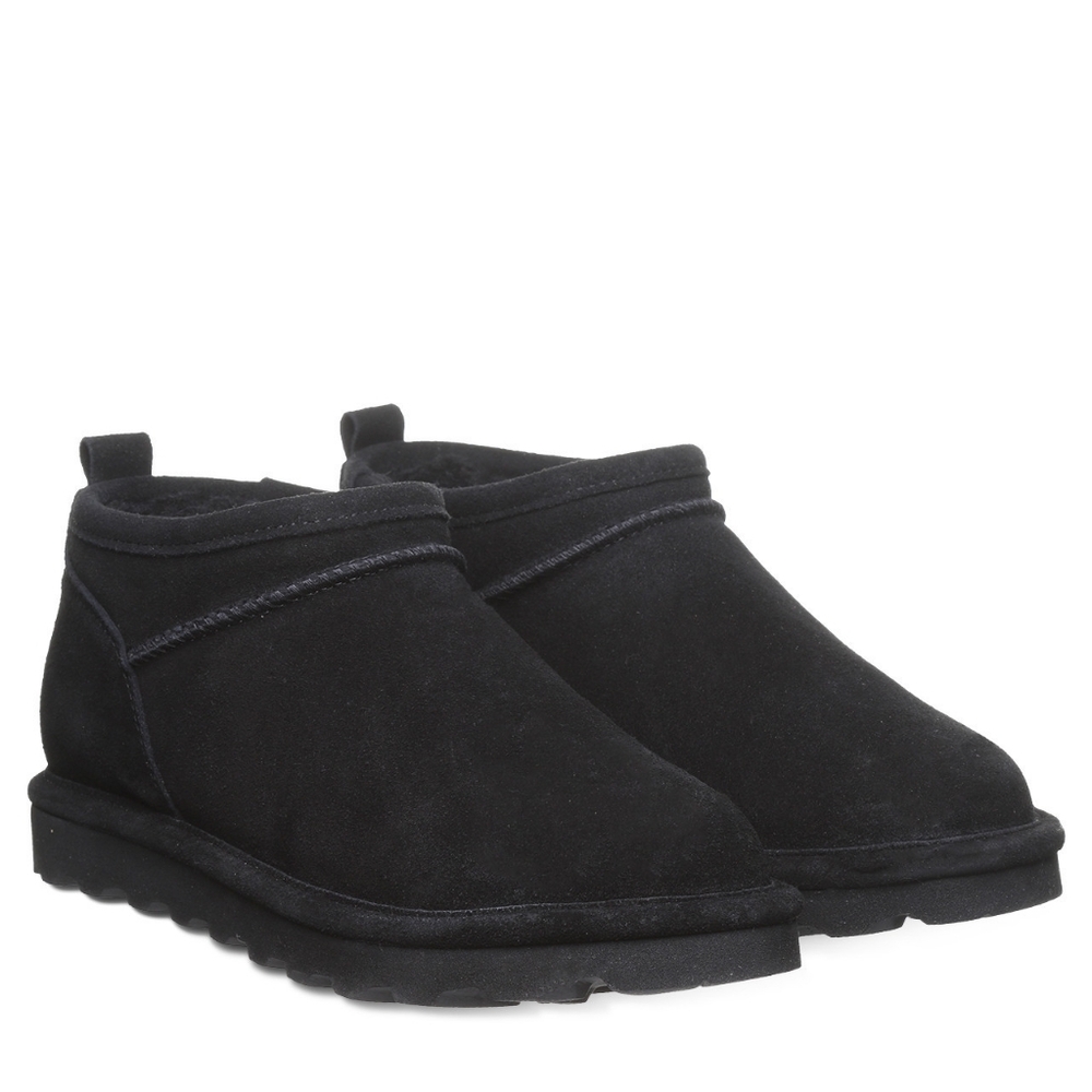 BearPaw Black Suede Slip-On Ankle Boots